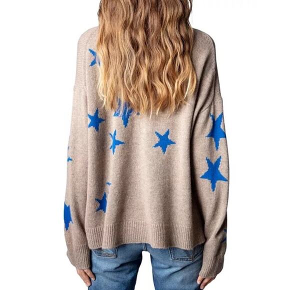 Zadig & Voltaire Markus Cashmere Star Intarsia Pullover Sweater Size S - Picture 2 of 8